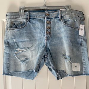 Old Navy Shorts NWT Light Blue Button Fly Cut Off 5” Inseam High Waist Size 12